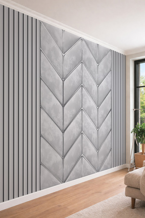 dreamwall Chevron Desenli Sılver Çizgili Desenli Tek Parça Tekstil Duvar Kağıdı