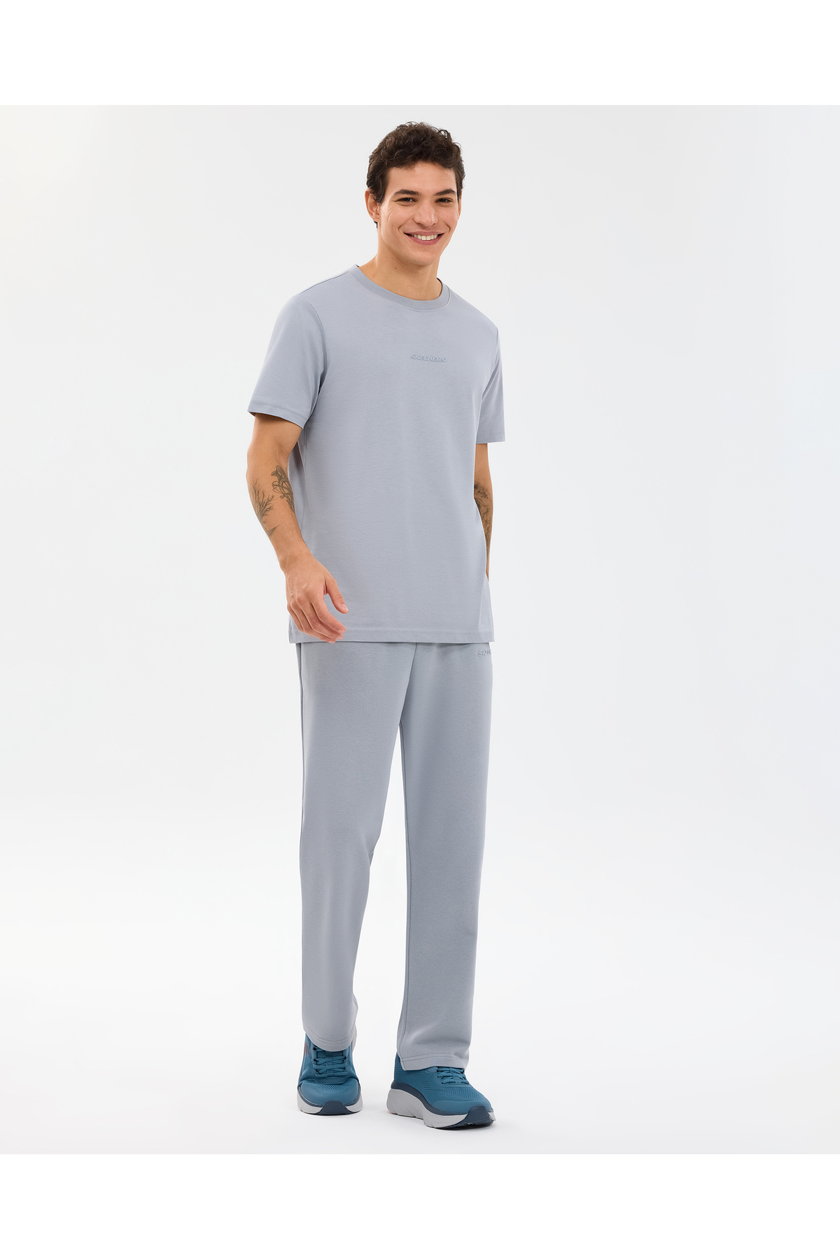 SKECHERS M Essential T-Shirt Erkek Gri Tshirt S2510017-4256 görsel 4