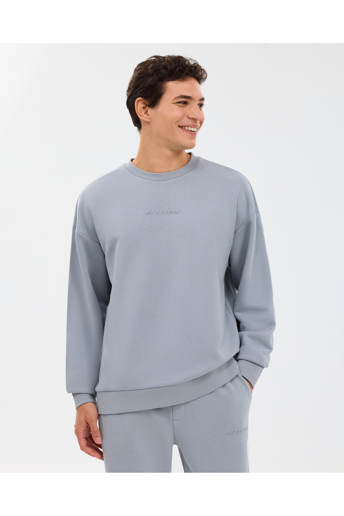 SKECHERS M Essential Crewneck Sweatshirt Erkek Gri Sweatshirt S2610015-4256