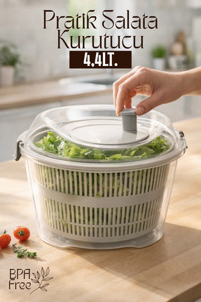 Ginza Maison Pratik Salata Kurutucu - Sebze Yıkama ve Süzme Kabı - 4,4Lt.
