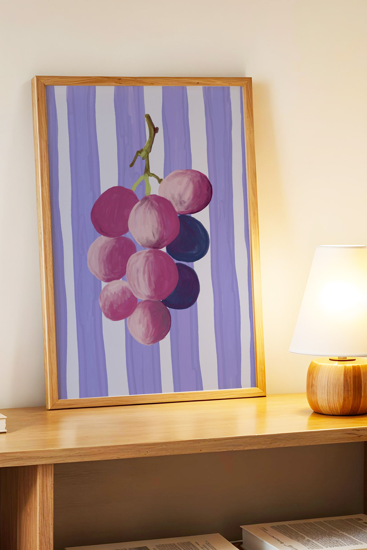 Üzüm Tablo Modern Mutfak Poster Pastel Meyve Duvar Dekoru Çerçevesiz