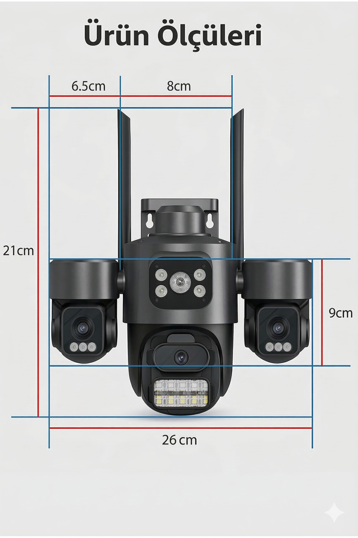 15MP Ultra HD 4K Üç Lensli Dış Mekan Güvenlik Kamerası - 10X Zoom Akıllı Takip ve Renkli Gece Görüşü