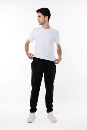 Qaviya Zifiri Siyah Keten Pantolon