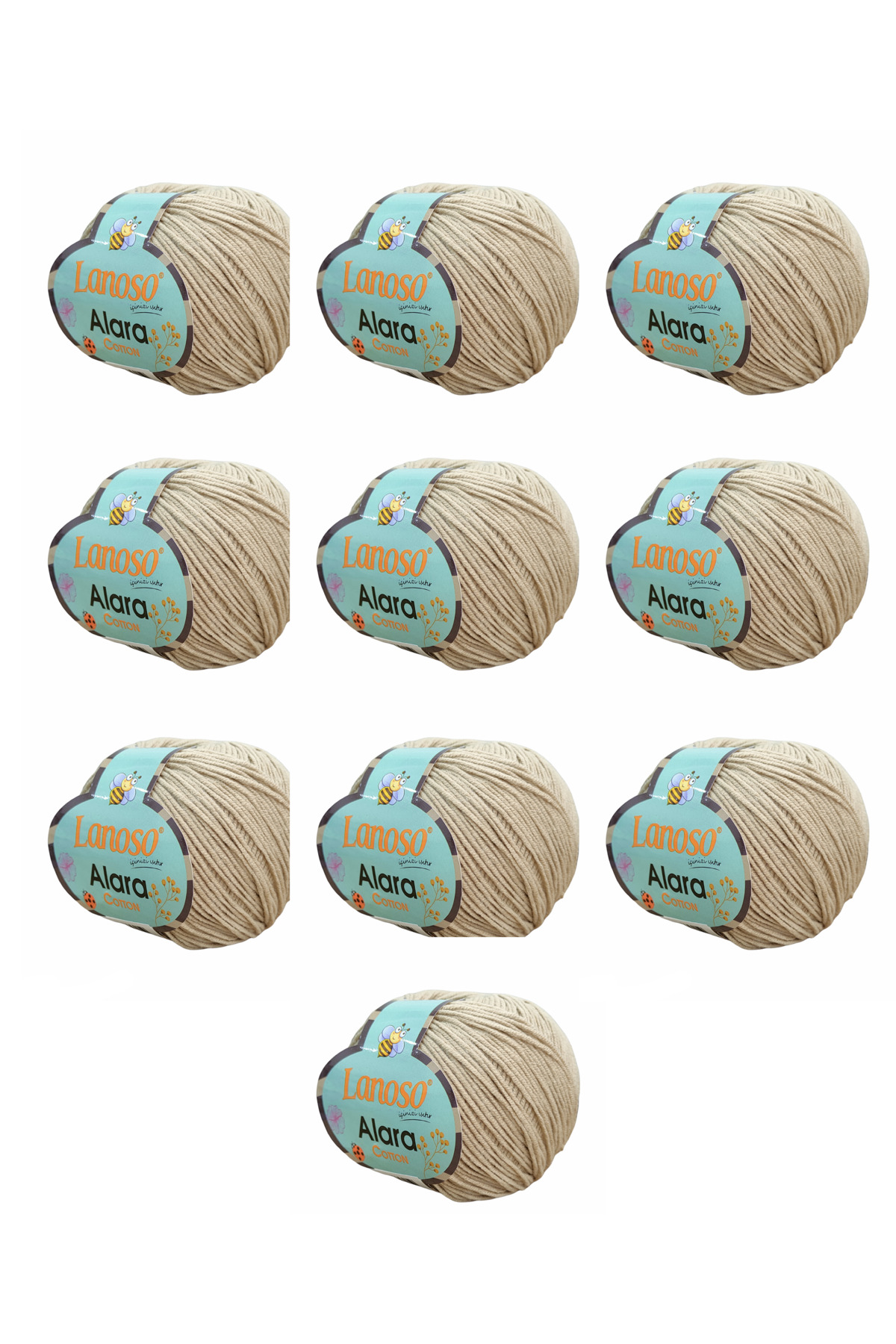 Alara Cotton 10-Pack50 g 140 m Cotton and Acrylic( 905 )Amigurumi and Knitting Yarn