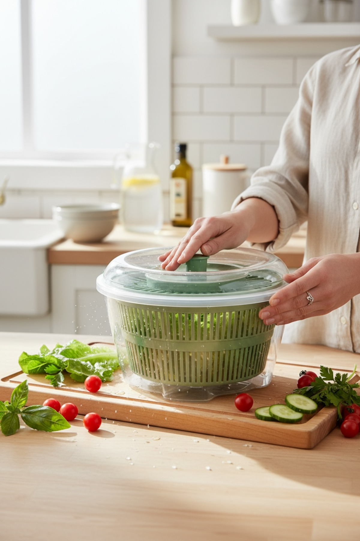 Vega Salata Kurutucu Yeşil – Bölmeli Taşınabilir Lunch Box, Sızdırmaz Kapaklı