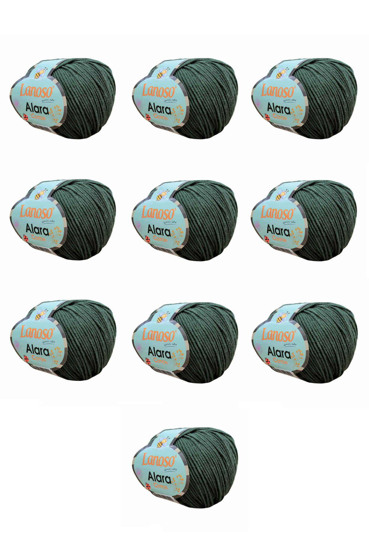 Alara Cotton 10-Pack50 g 140 m Cotton and Acrylic( 929 )Amigurumi and Knitting Yarn