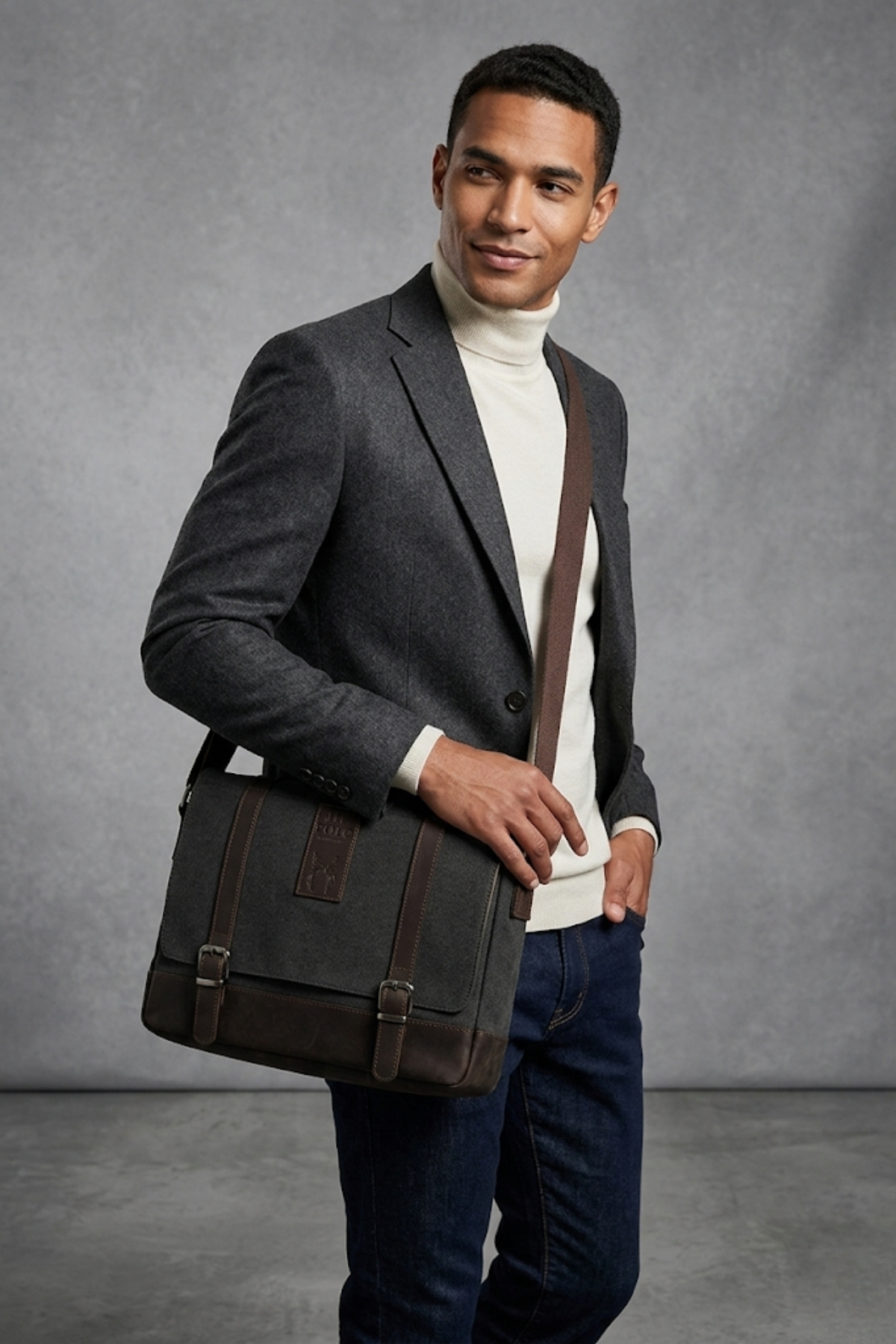 By Hakan  GK75 Omuz Askılı Kanvas (pamuk) Postacı Çantası Çapraz Çanta SİYAH