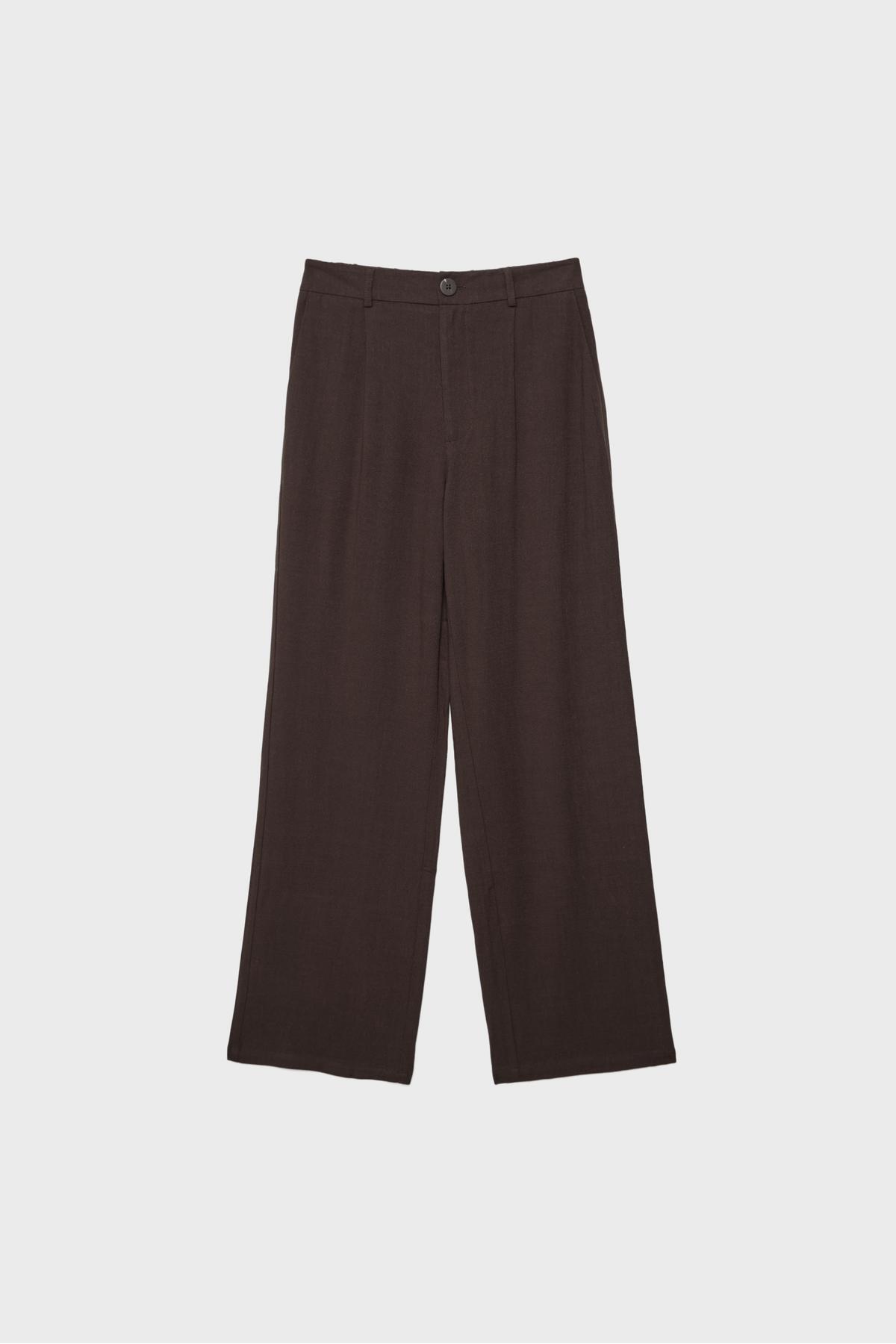 Stradivarius  Keten görünümlü straight fit pantolon - Görsel 6