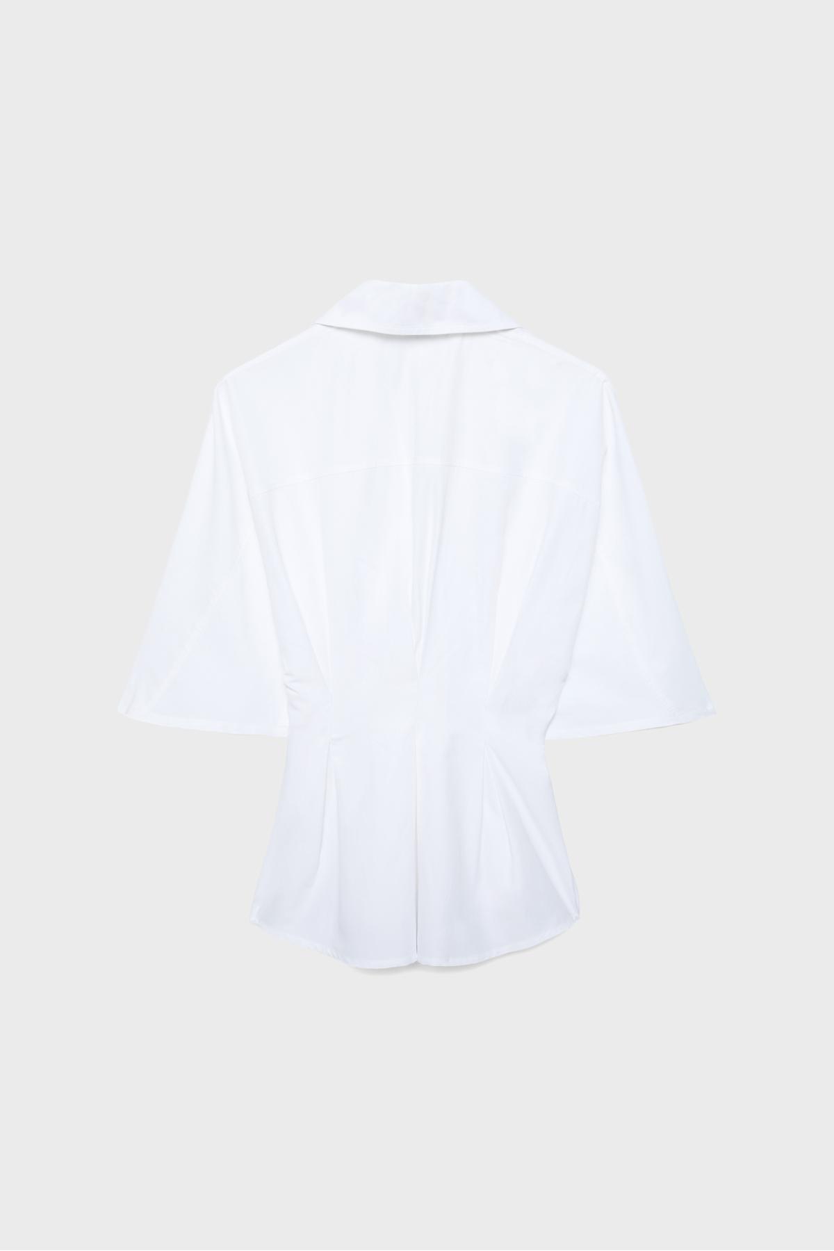 Stradivarius  Yarasa kollu, pilili poplin gömlek - Görsel 7