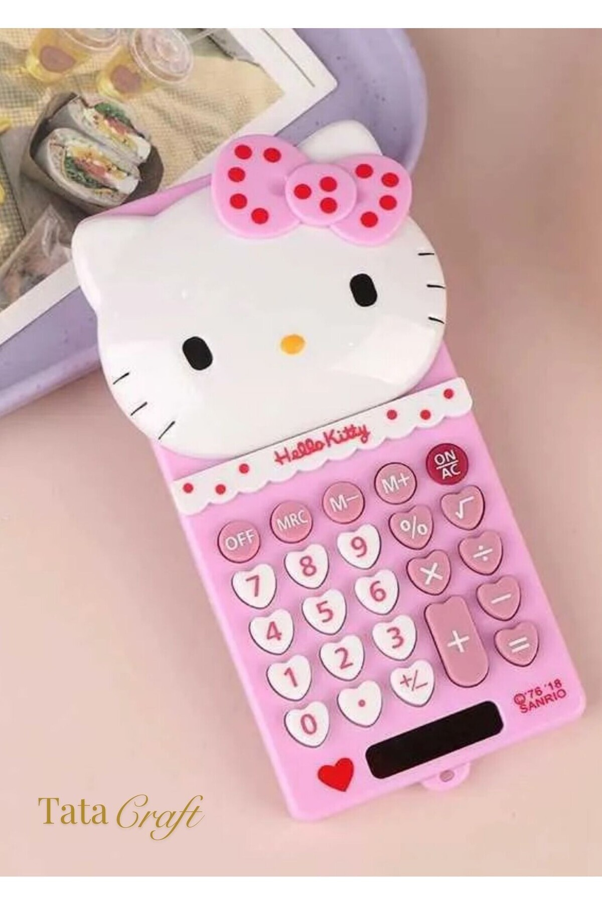 TATA CRAFT Sanrıo Kawaii Hesap Makinesi Hello Kıtty Pembe, Büyük Boy Hesap Makinesi Pilli