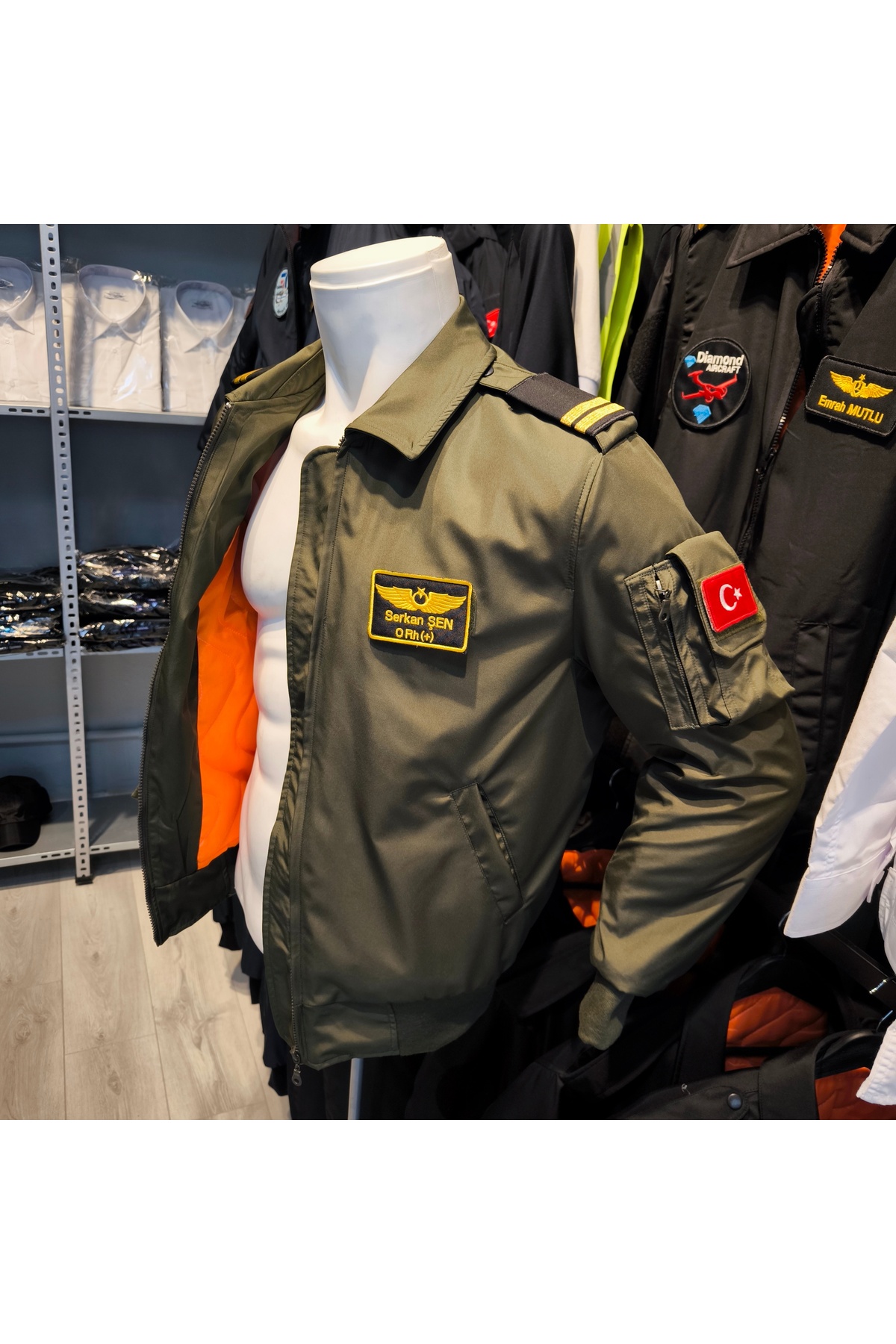 mont Pilot Uçuş Montu-Haki-Pilot İsimlik ve Bayrak Dahildir. görsel 2