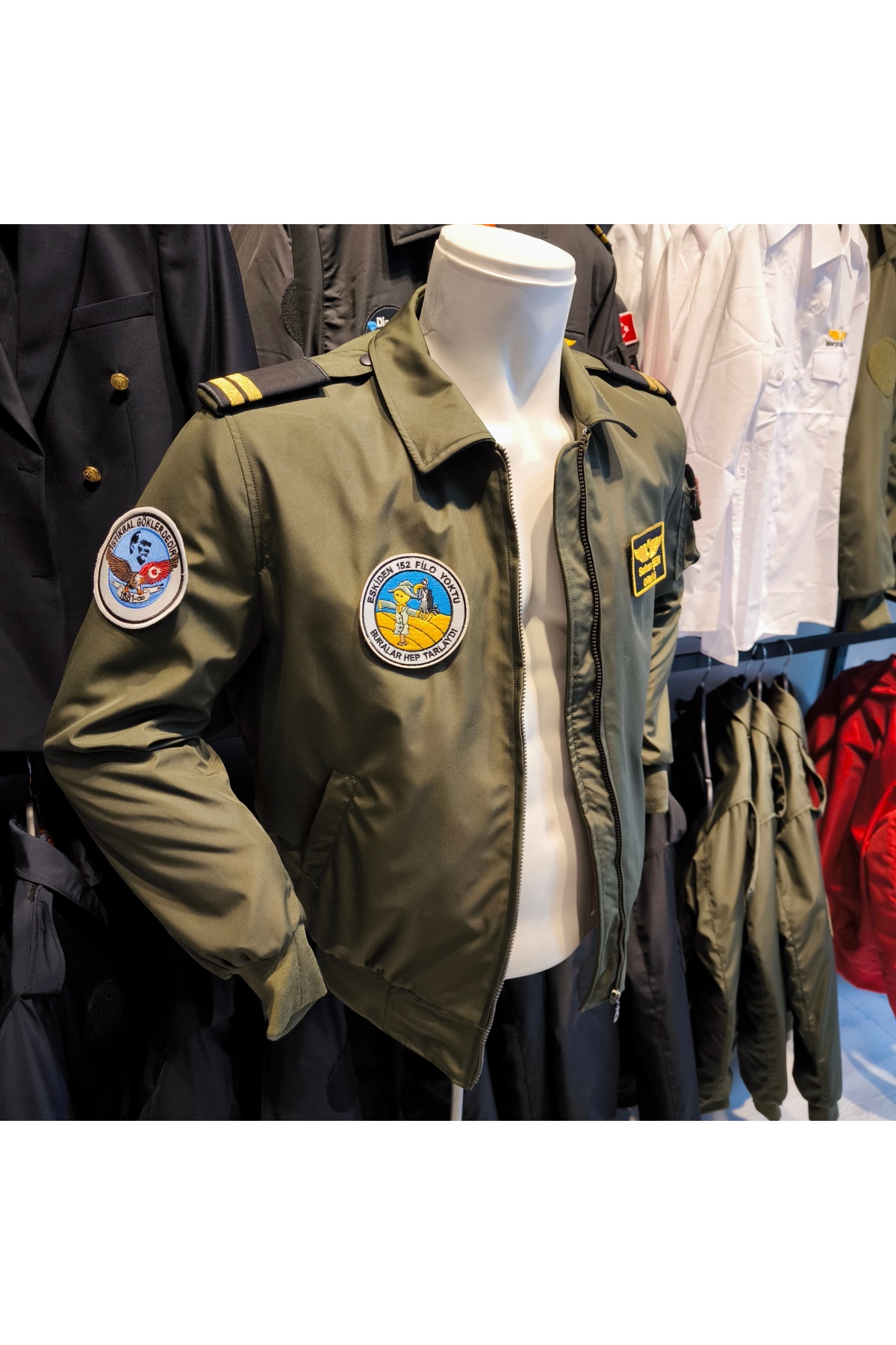 mont Pilot Uçuş Montu-Haki-Pilot İsimlik ve Bayrak Dahildir. görsel 3