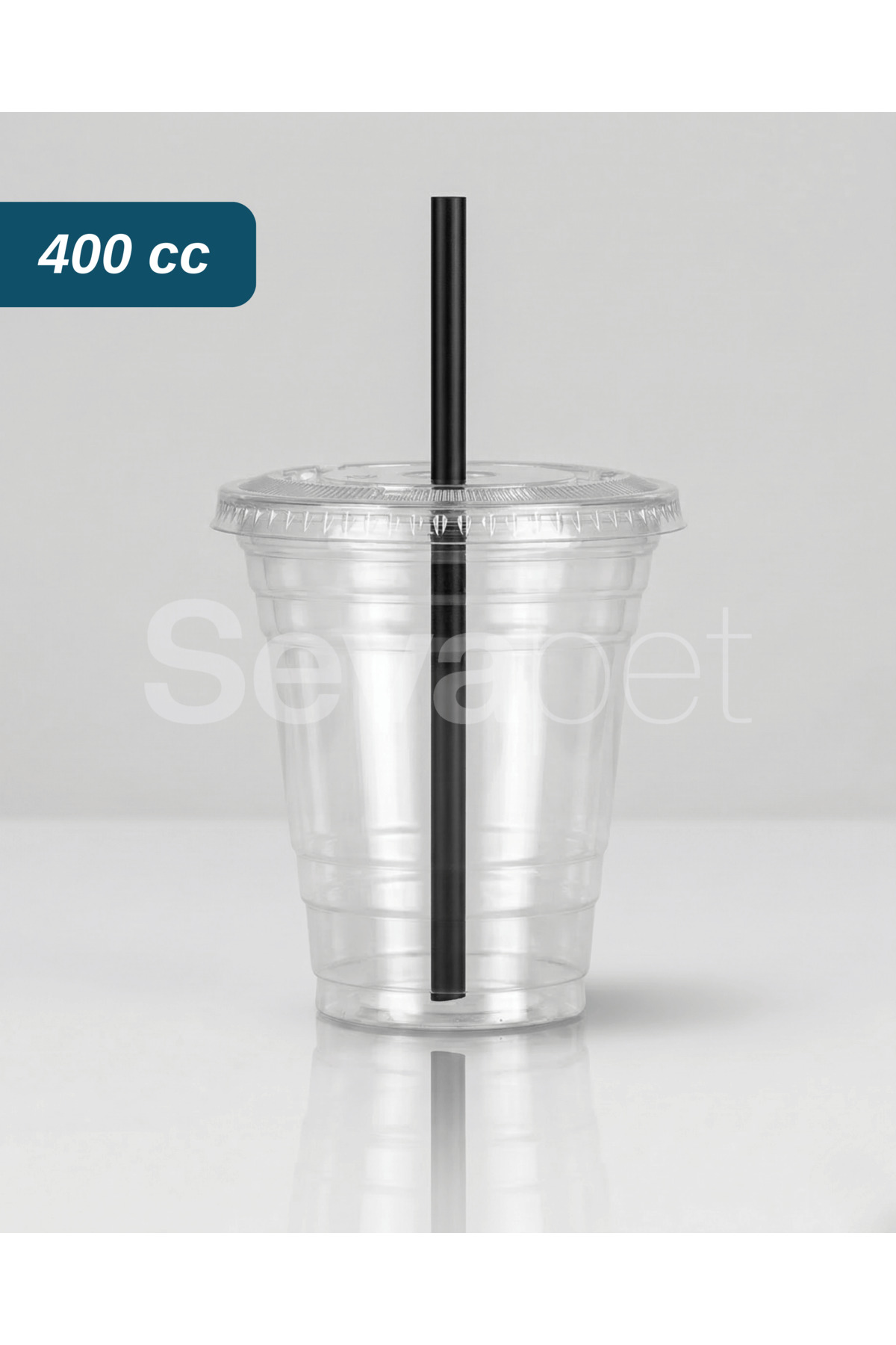 14 OZ (400 CC) PET Bardak + Düz Deli̇kli̇ Kapak + Si̇yah Pi̇pet 20 Adet / Soğuk İçecek Bardaği — Koksal Pack — Plastik Bardak (2)