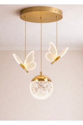 Buiva Jolin Avize Gold Sarı Power Led Sarkıt Salon Avize Gün Işığı Işık Keleb...