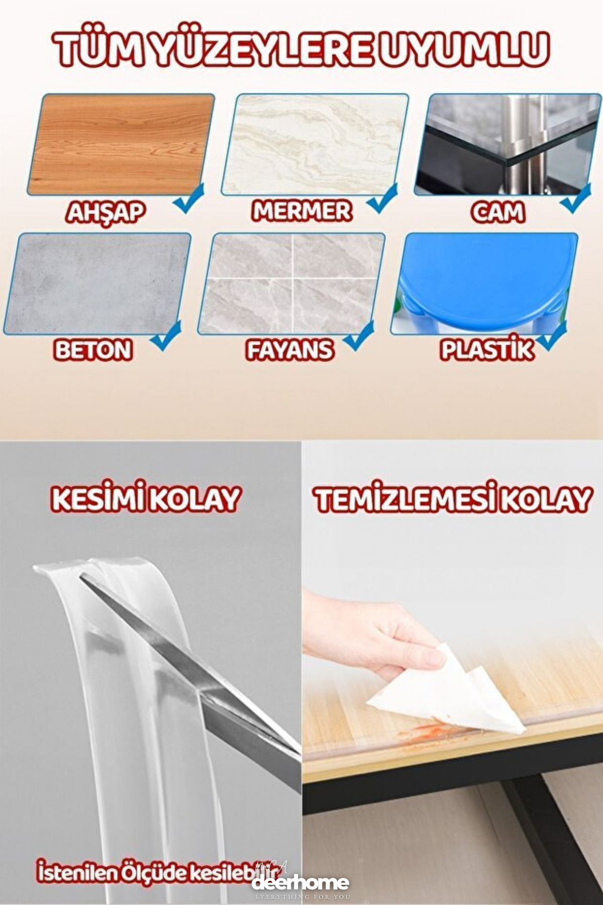 MCA Deerhome Sökülebilir Bebek Çocuk Köşe Koruması Cam Masa Mermer Sehpa Mobilya Köşelik Kenar Koruyucu fotoğrafı 4 (önizleme)