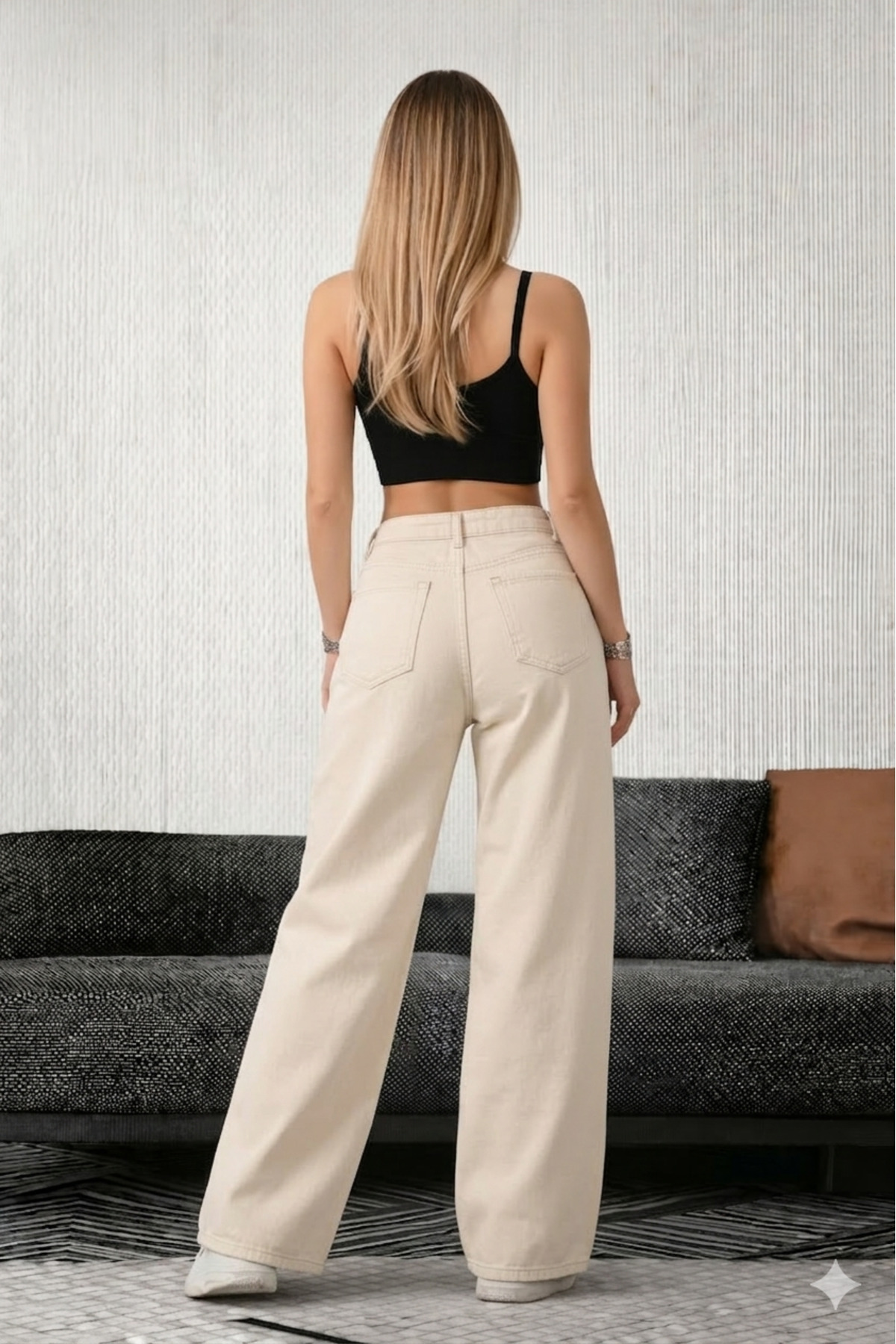 LAYAL MY BEAUTY Kadın Palazzo Salaş Rahat Kesim Likralı Yüksek Bel Jeans Kot Pantolon Yeni Sezon görsel 2