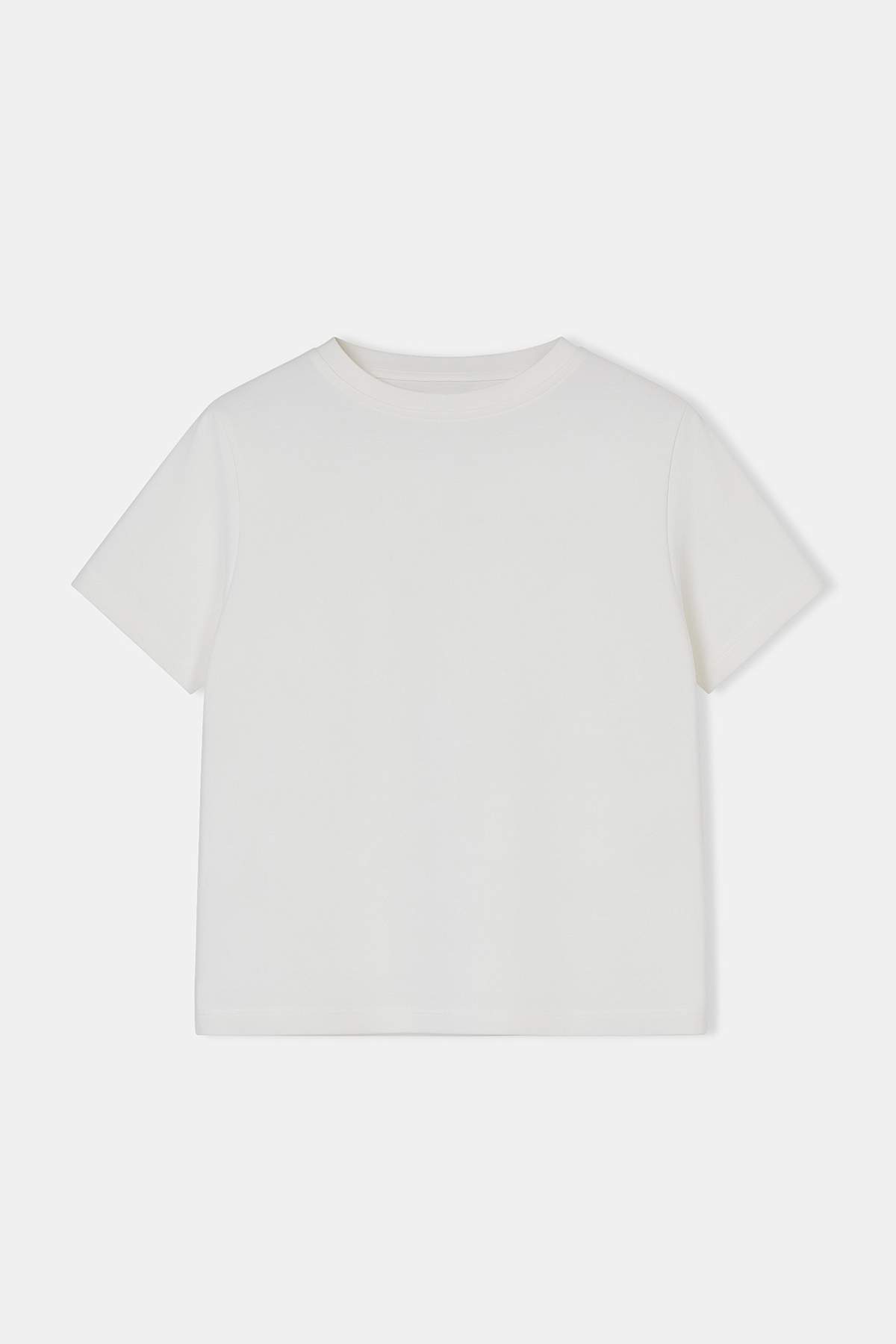 Trendyolmilla  Ekru Düz Regular Bisiklet Yaka Standart Kol Kısa İnterlok Örme T-Shirt TWOSS26TS00064 - Görsel 6