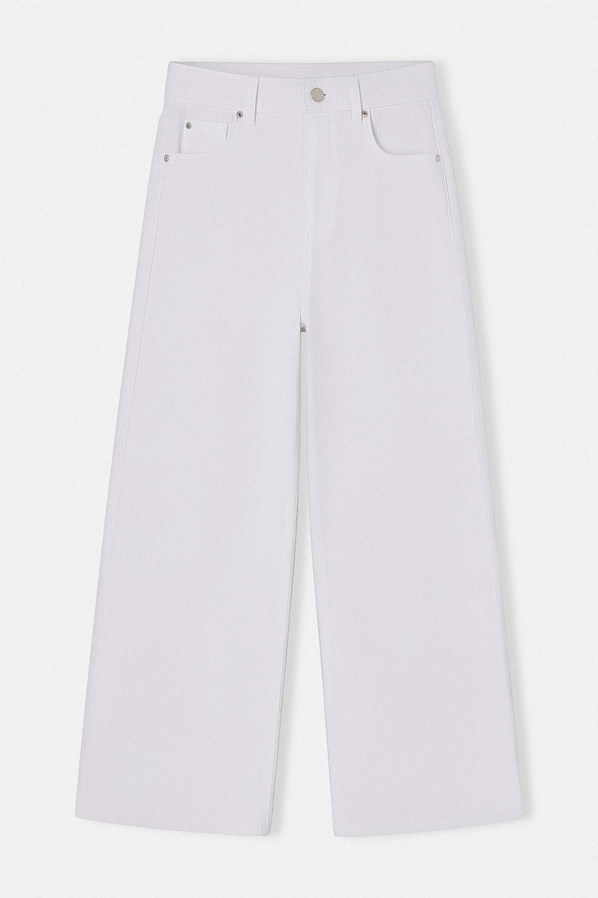 Weiße Culotte-Jeans mit hoher Taille und mittlerer Flexibilität und weitem Bein TWOSS26JE00239