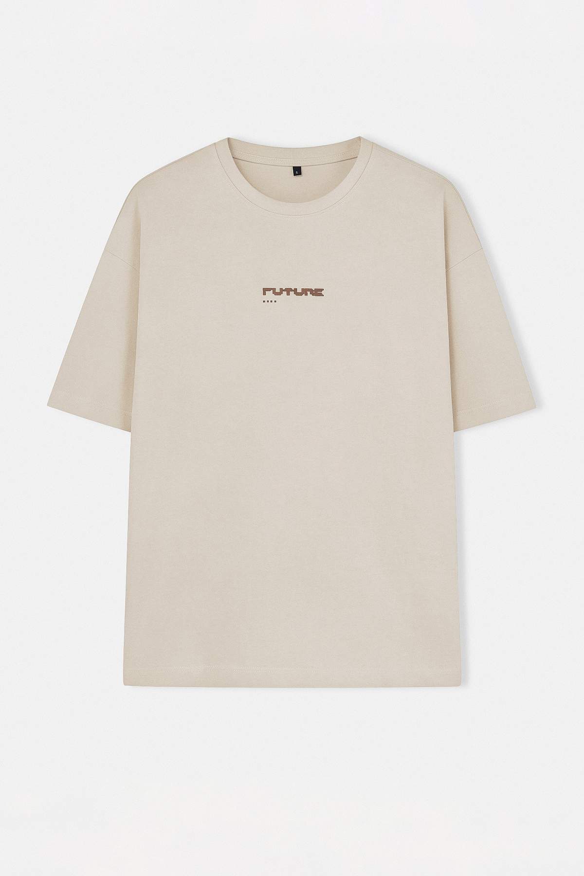 Trendyolmilla Man Taş Oversize/Geniş Kesim Kabarık Baskılı %100 T-Shirt TMNSS23TS00171