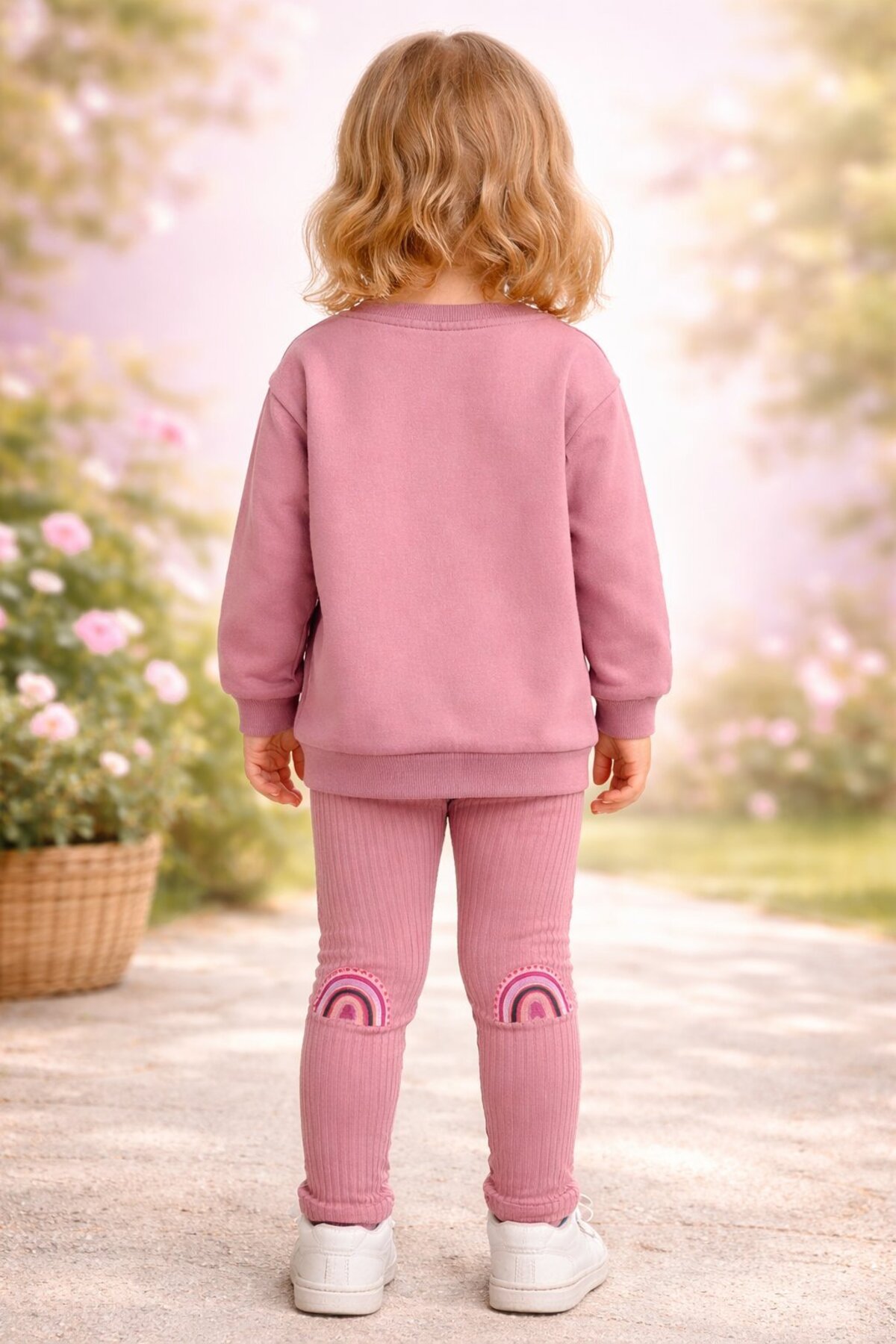 almira anne bebek Kız Çocuk Giyim Gökkuşağı Baskılı Uzun Kollu Takım Bebeğe Özel fotoğrafı 5 (önizleme)