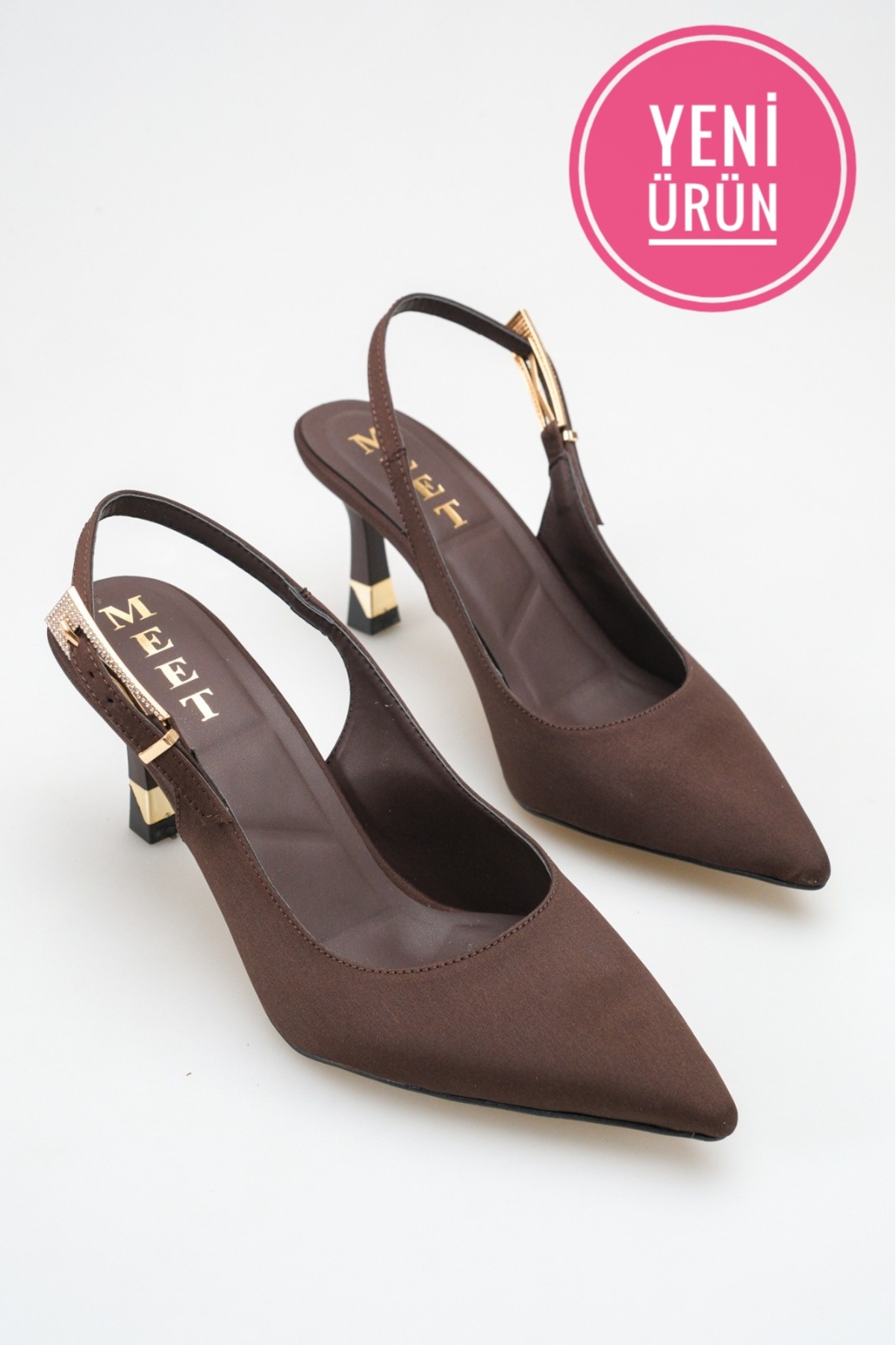 AYAKKABI MEET  Vita Kadın Siyah tokalı Taş Detaylı Sivri burun Topuklu Günlük Ayakkabı 1012101