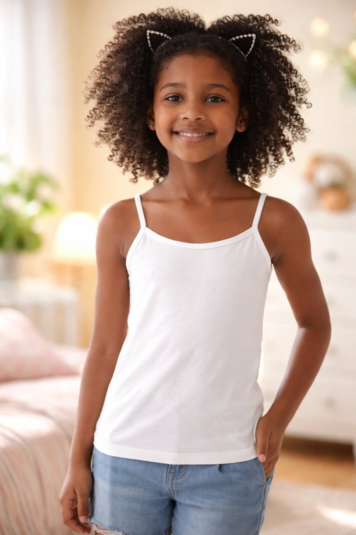 almira anne bebek Kız Çocuk İç Giyim Atlet Beyaz Renk 6-11 Yaş fotoğrafı 2 (önizleme)