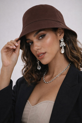 Ritagarcia Kadın Balıkçı Kahverengi Kova Bucket Şapka