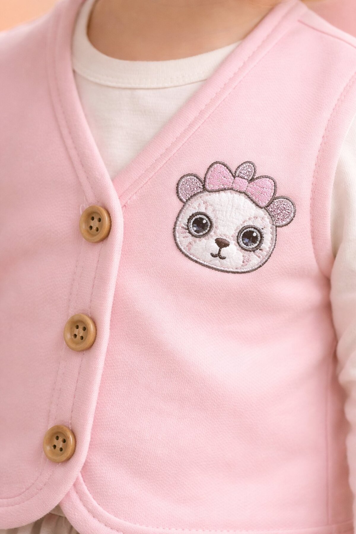 almira anne bebek Bebek Yelekleri Pembe Panda Baskılı Kız Bebek Giyim Seçenekleri fotoğrafı 3 (önizleme)