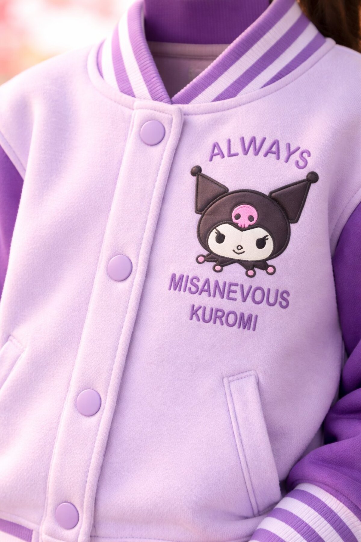 almira anne bebek Kız Çocuk Mont Yazlık Kolej Ceket Baskılı Mor Renkli Şardonlu fotoğrafı 3 (önizleme)