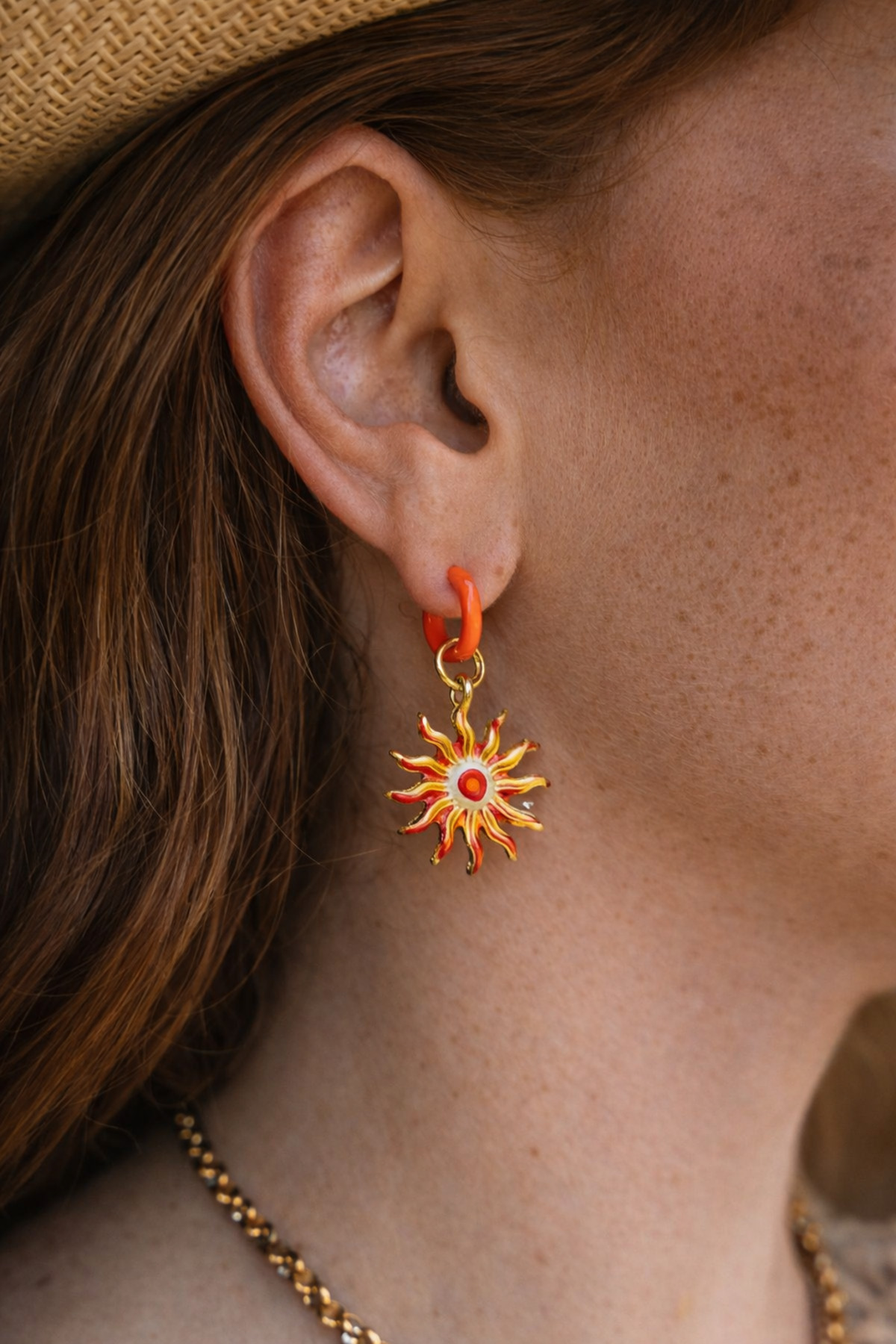 Yellow Orange Sun Earrings