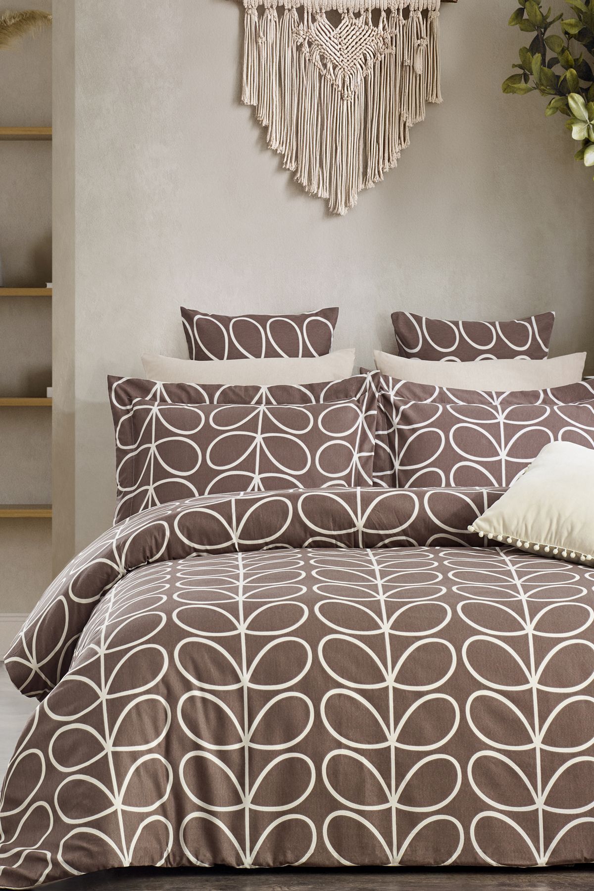 İQON Lastikli Çarşaflı Nevresim Takımı Çift Kişilik Retro Kahve fotoğrafı 2 (önizleme)