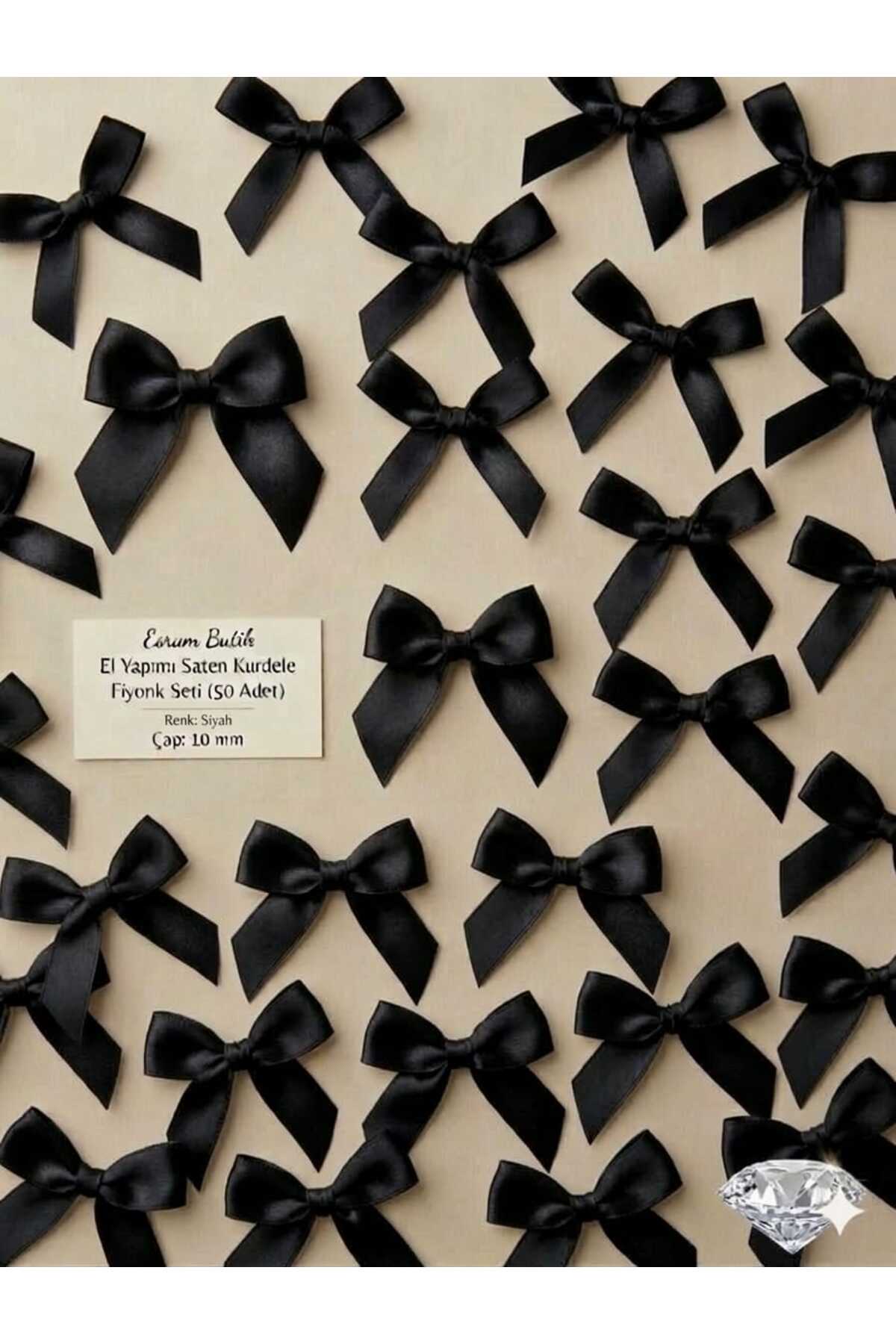 Black Bow Satin Ribbon 10 mm- Wedding Candy , Gift and Balloon Ornament Birthday 50 Pieces