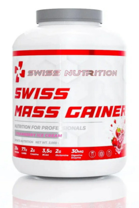 Swiss Nutrition Mass Gainer Çilekli Dondurma 3000 gr 30 Servis Karbonhidrat Tozu