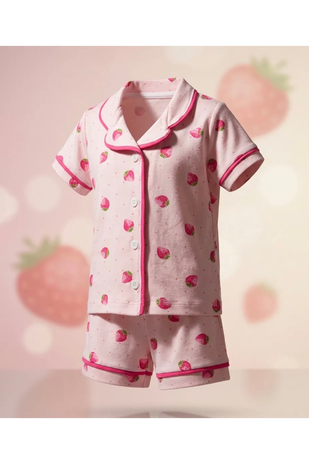 ULTİMA BABY Kız Bebek Çilek Desenli Pijama Takımı -Pembe fotoğrafı 4 (önizleme)