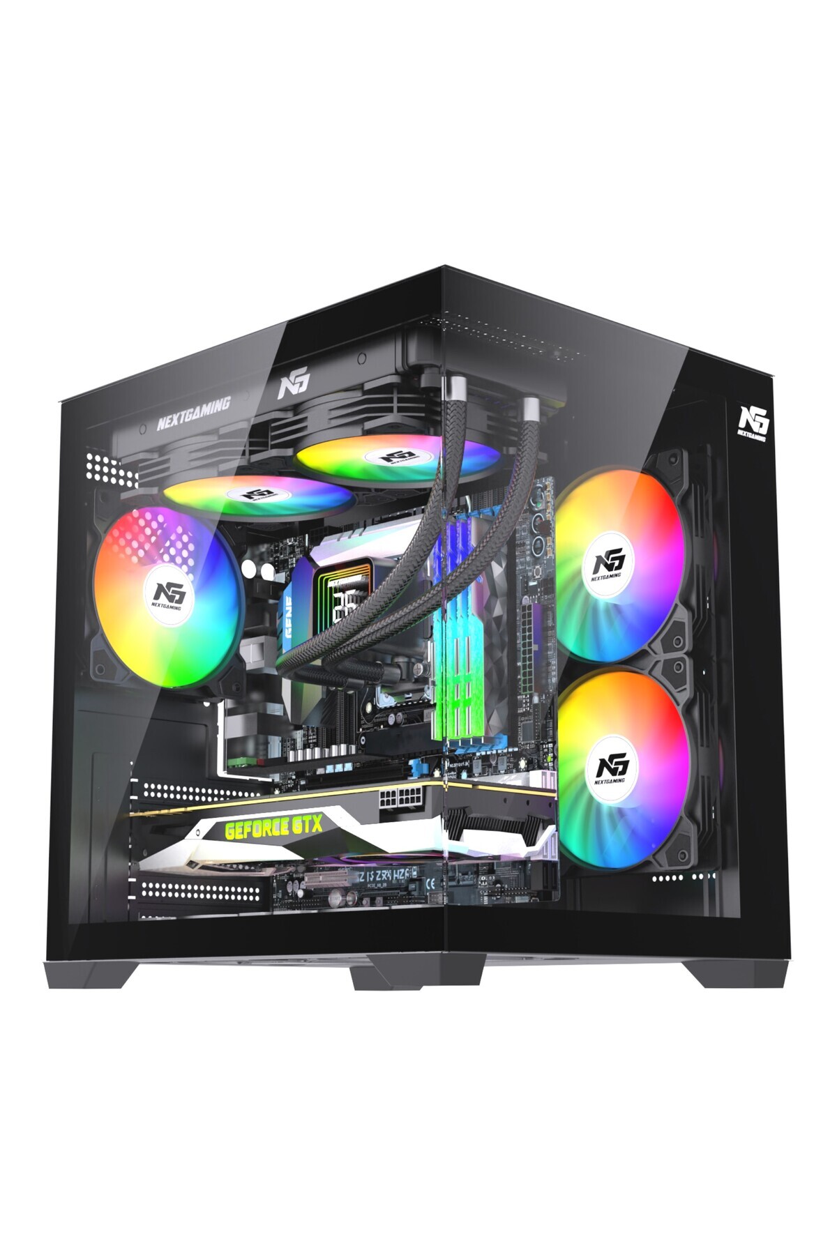 کیس کامپیوتر اوریون کیوب 5x با فن RGB قابل تعویض M-Atx رنگ مشکی