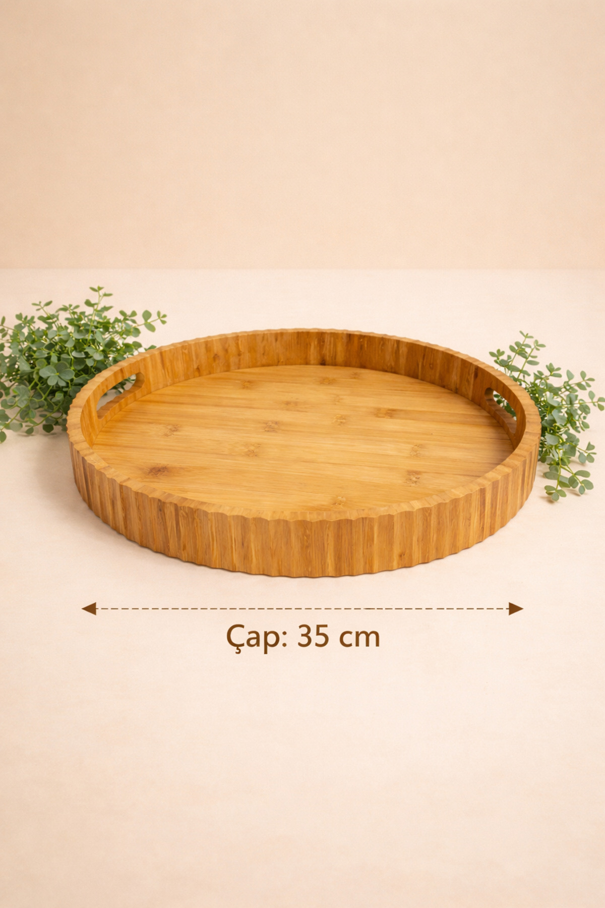 Bambu Tepsi 35 cm | Doğal Ahşap Servis ve Sunum Tepsisi