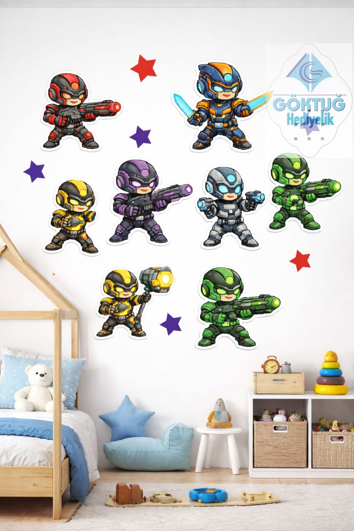 9 Superhero and 170 Star Nursery Stickers Set