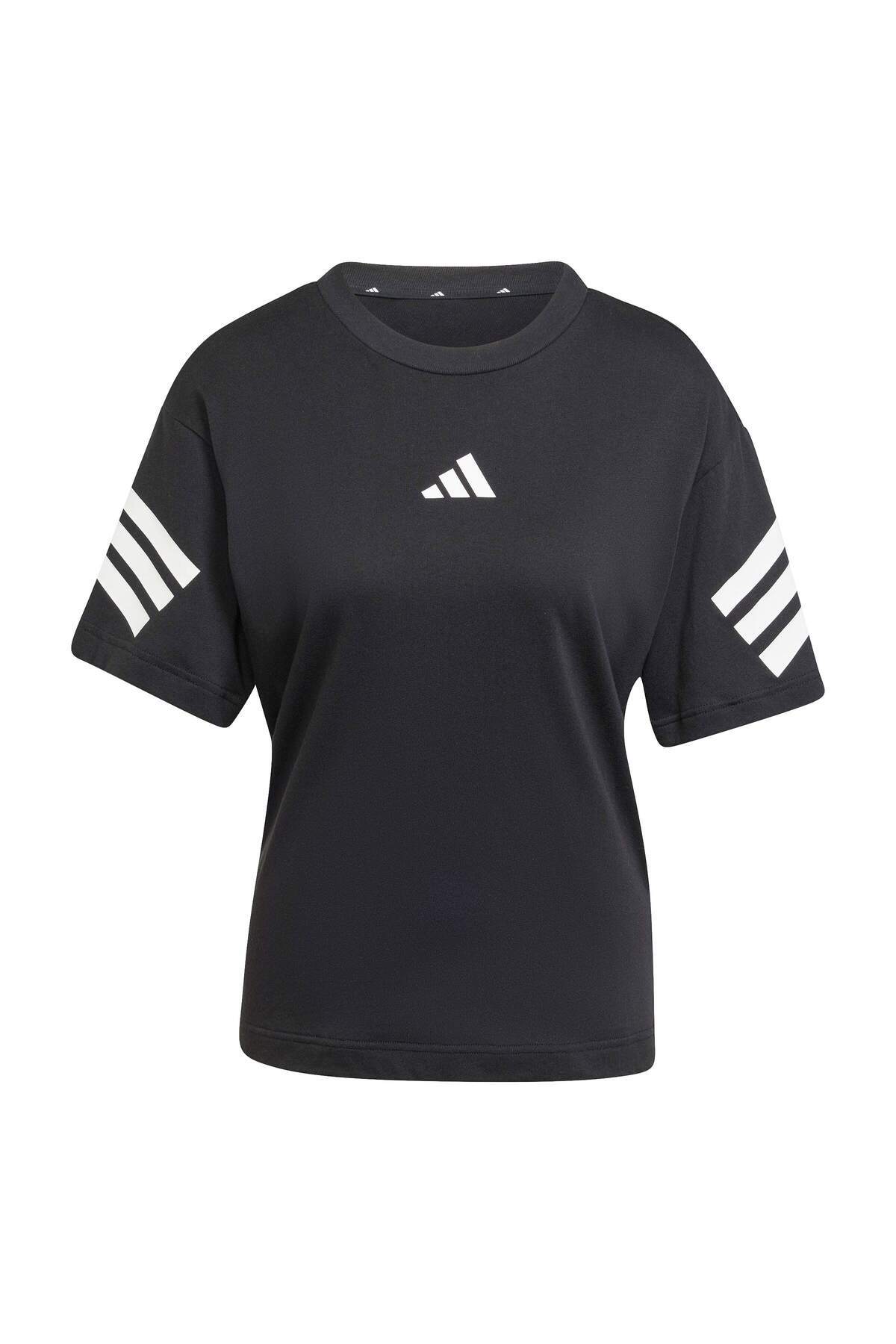 adidas Future Icons Kadın Siyah Tişört (JE0237) görsel 4
