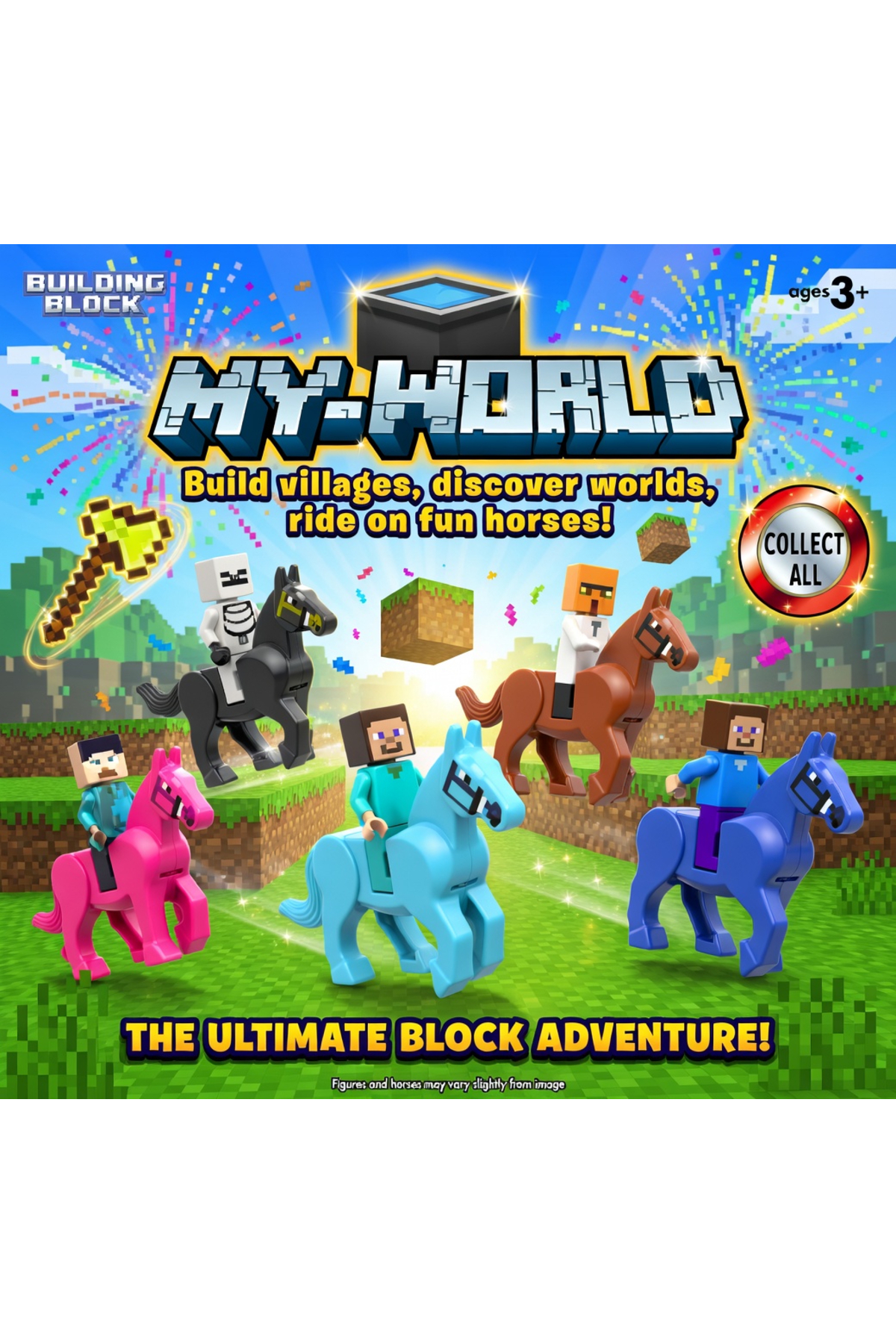 Natavanbutık 🧱🎮 My World Blok Karakter ve At Figür Seti 🎮🧱 – 18 Parça Koleksiyon Oyuncak fotoğrafı 2 (önizleme)
