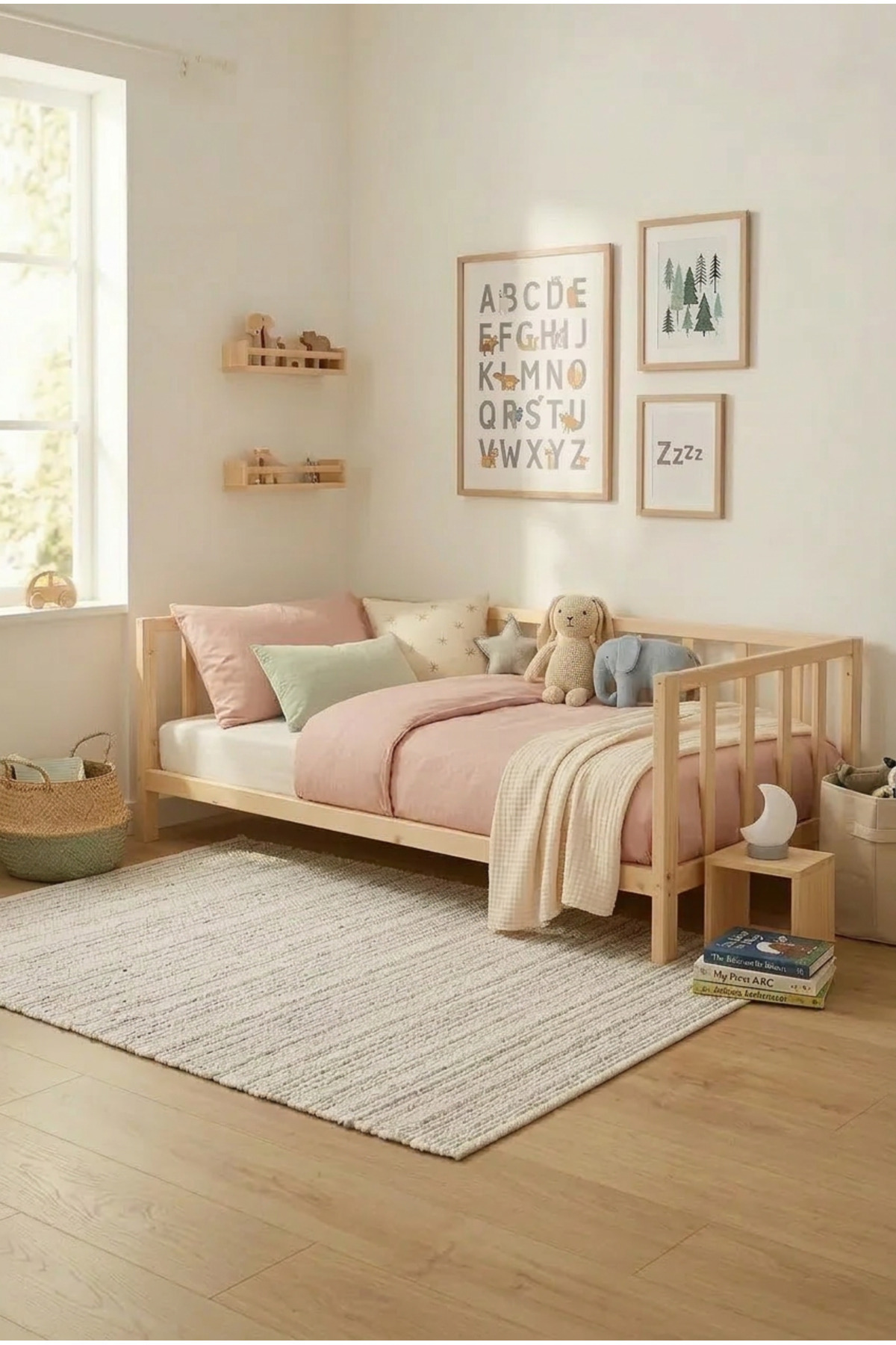 Loolpi Home Star Comfort Montessori Bebek ve Çocuk Karyolası Unisex Doğal Ahşap Yatak fotoğrafı 2 (önizleme)