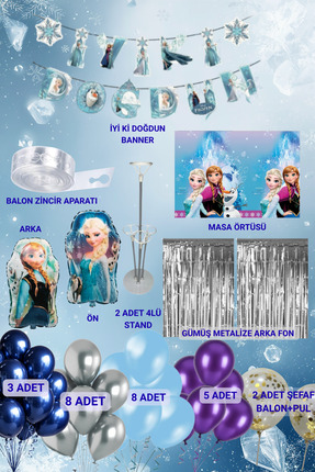 BOXLAND Frozen Elsa Anna Doğum Günü Parti Malzemeleri Seti – Balon, Banner, M...