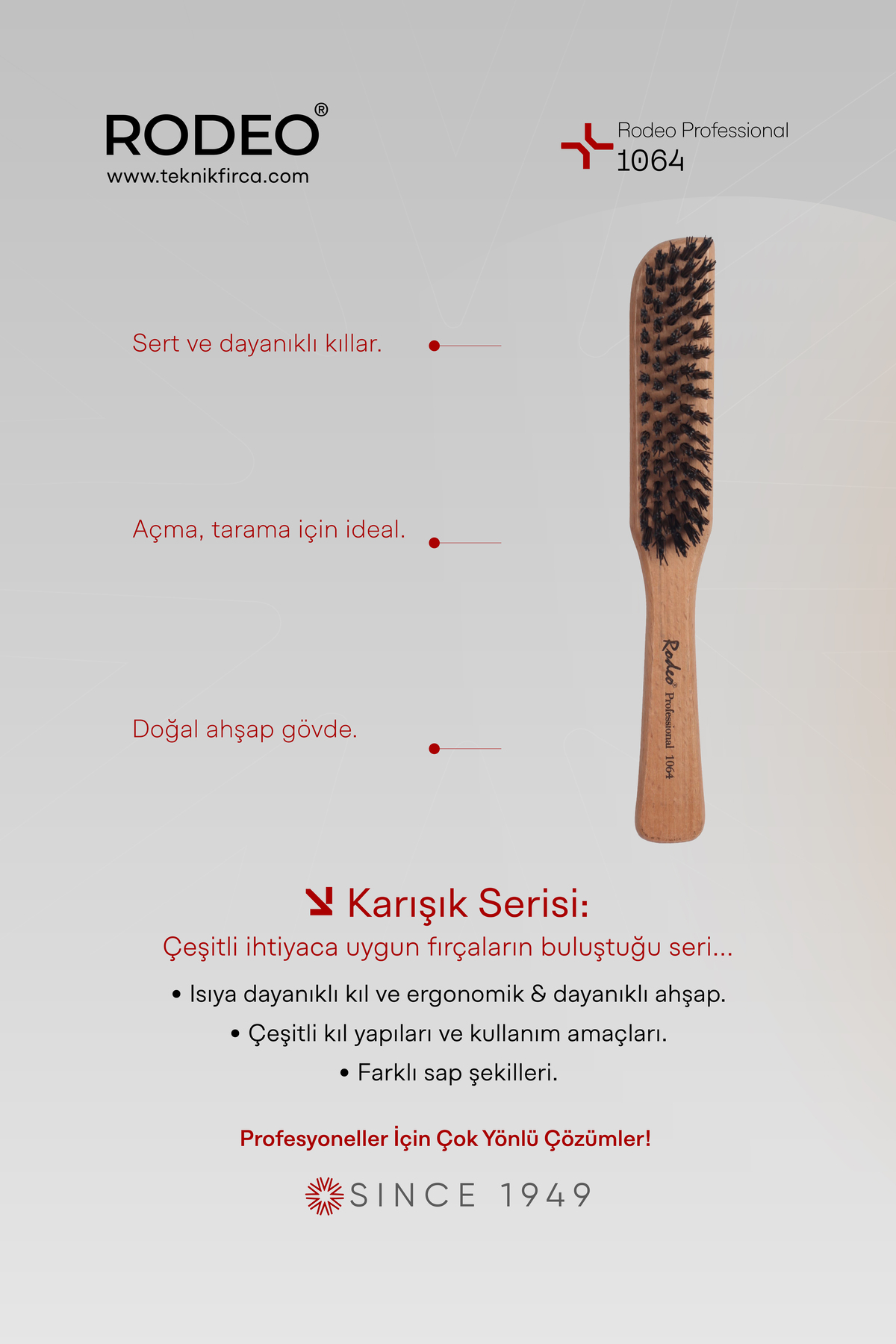 1064 Topuz Saç Fırçası, Saç Toplama-Şekillendirme, Ahşap — سفید 8690636010645 — تصویر 2 از 7