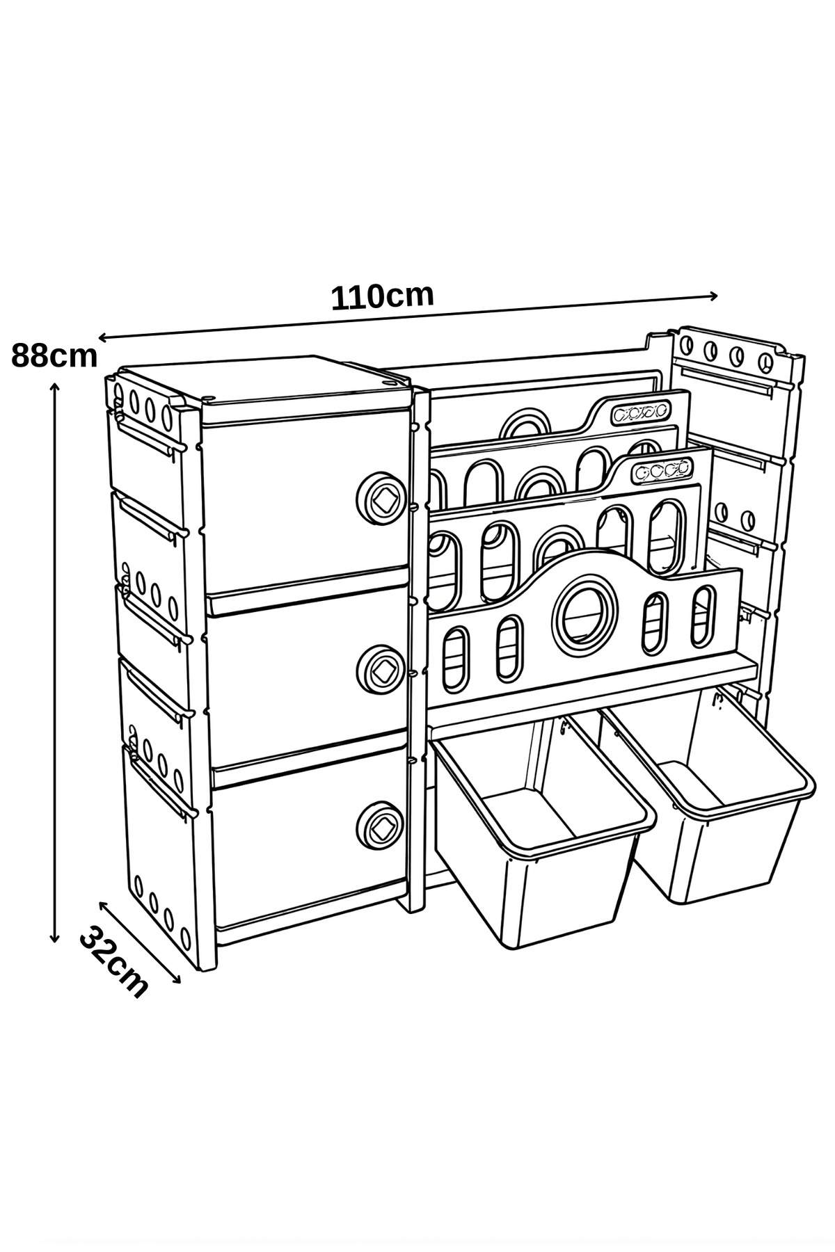 کتابخانه Montessori MontiCastle برای کودکان و organizer بزرگ برای اسباب بازی