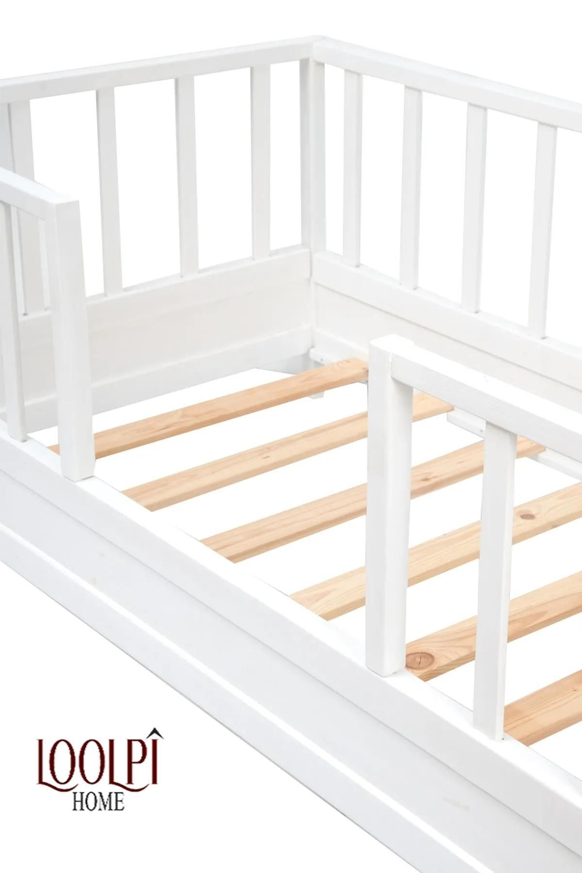 Loolpi Home Aura Beyaz Bebek ve Çocuk Karyolası Unisex Doğal Ahşap Yatak fotoğrafı 5 (önizleme)