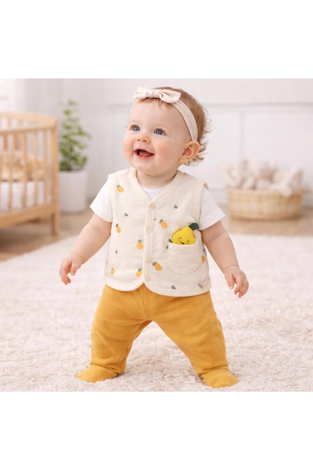 HAFY BABY Armut Desenli Pamuklu Bebek Yeleği Unisex fotoğrafı 5 (önizleme)