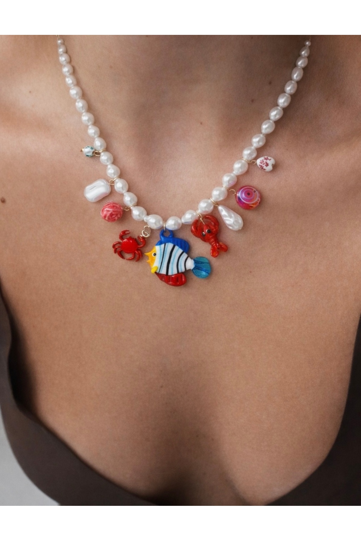 Multi Murano Glass Pearl Necklace