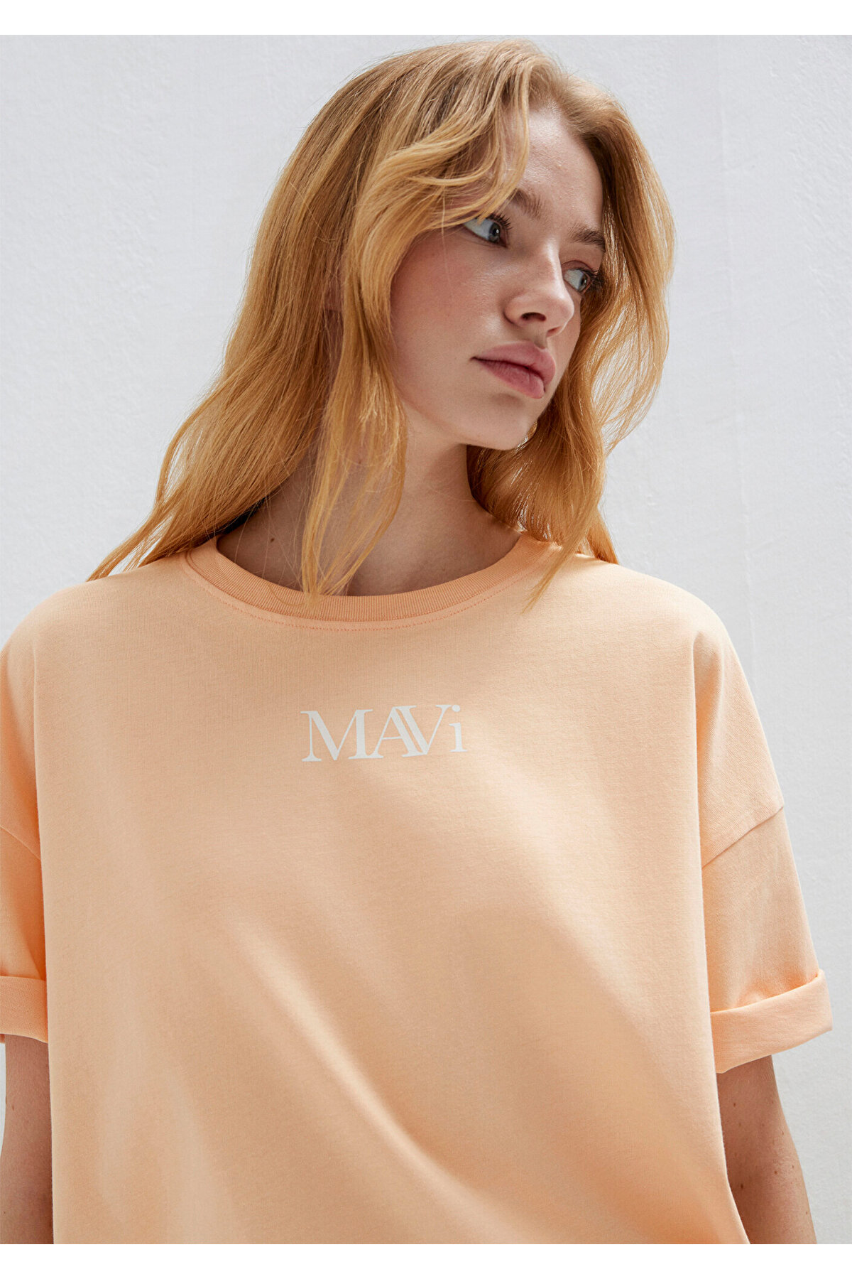 Mavi  Logo Baskılı Turuncu Tişört Oversize / Geniş Kesim 1611593-71220 - Görsel 2