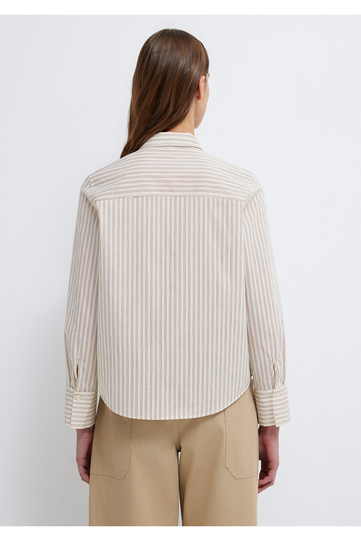 Mavi  Çizgili Bej Gömlek Regular Fit / Normal Kesim 1211389-85431 - Görsel 6