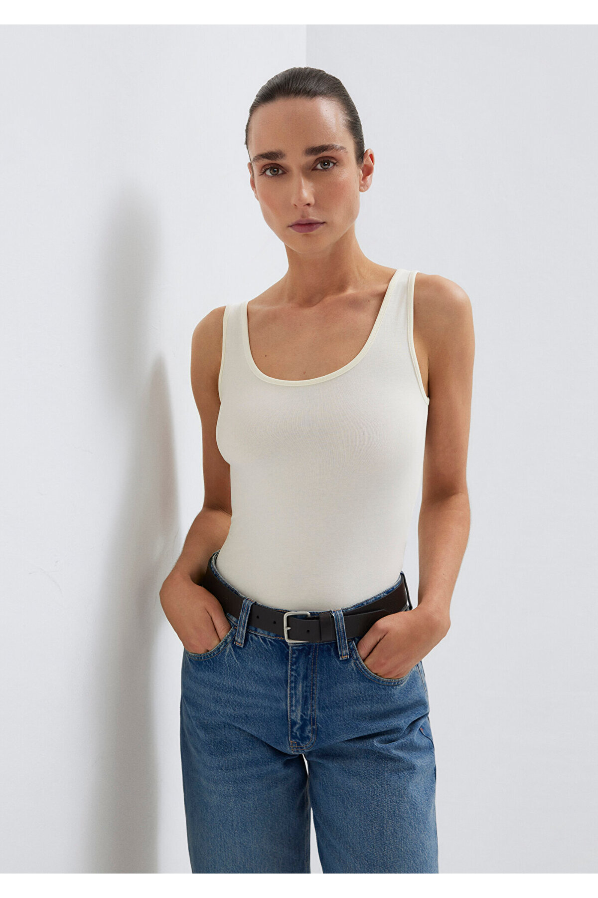 Mavi  2li Kadın Basic Atlet Fitted / Vücuda Oturan Kesim 1611367-87736 - Görsel 3