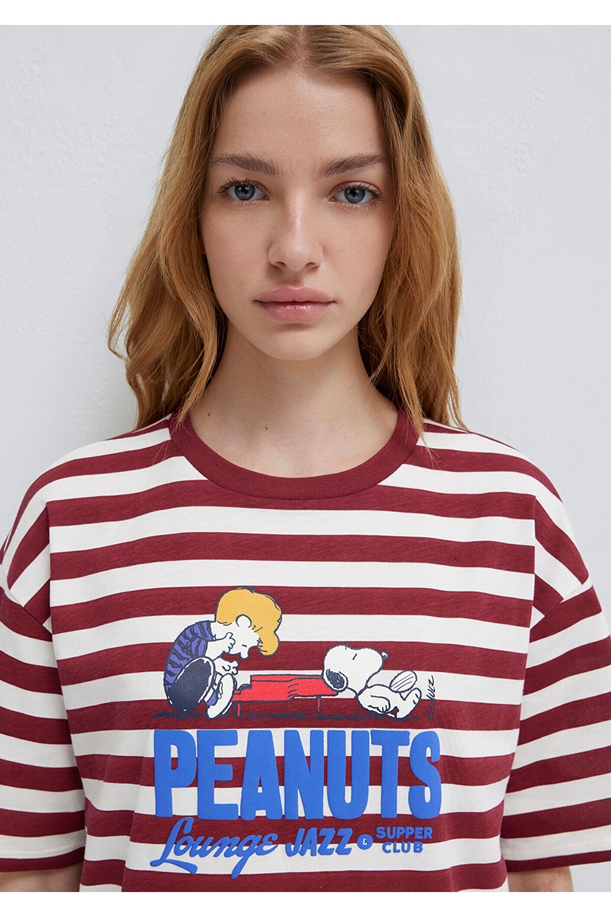 Mavi  Snoopy Baskılı Bordo Tişört Loose Fit / Bol Rahat Kesim 1614057-91577 - Görsel 6